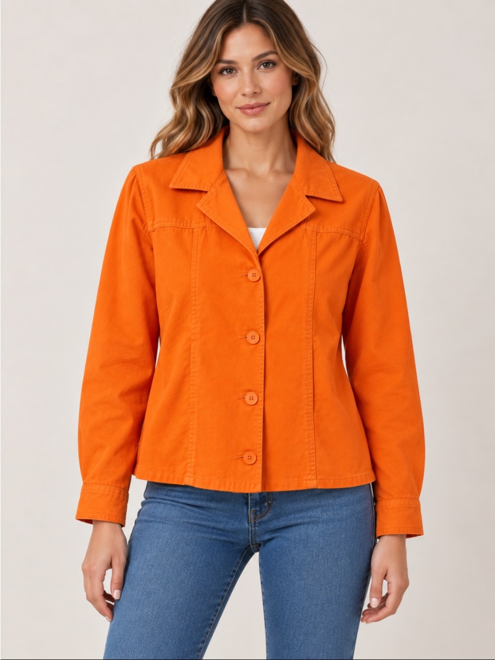 Coldwater Creek Bright Orange Button-Front Blazer